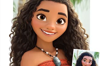 beautiful portrait in disney cartoon