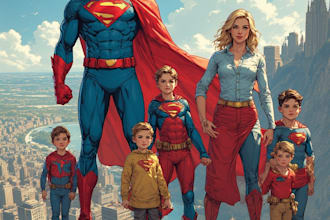 draw a family superhero portraits for you