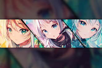 design cute anime banner or headers with matching profile