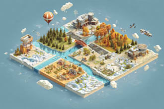 vector map illustration map design isometric city map
