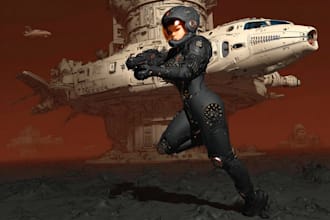 create retro mecha or scifi gundam art