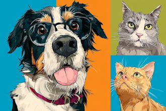 draw your dog cat or any pet into cartoon