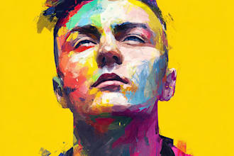do expressive colorful abstract portraits