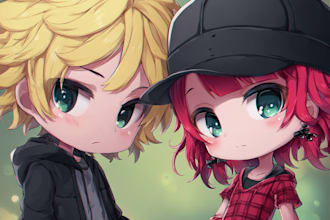 do chibi and emoji in cute anime style