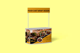 design food cart wrap, food stall wrap, food stand wrap, any vehicle wrap design