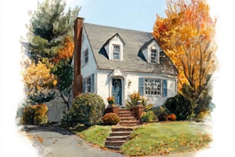 create house and building photo into watercolor art