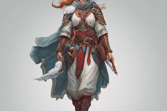 dnd character art or rpg character, character design