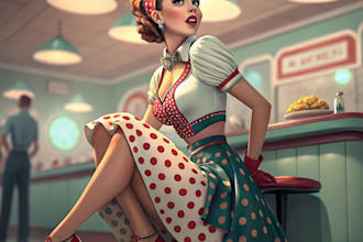 design pin up girl and pin up illustration