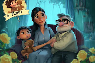 draw your portrait in disney cartoon style caricature