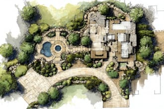 render and design master site plan, landscape, and layout