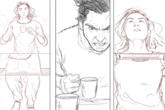 sketch storyboard in any art style