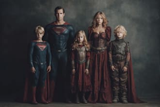 draw a family superhero portraits