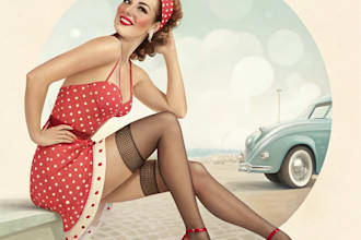 draw custom pin up girl artwork retro chic charming