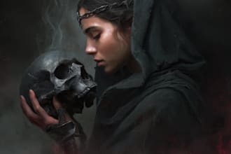 draw realistic dark fantasy art and horror illustrations