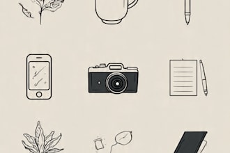 draw line art vector icons illustration doodles
