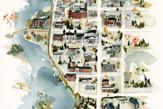 draw a custom map illustration, destination wedding map