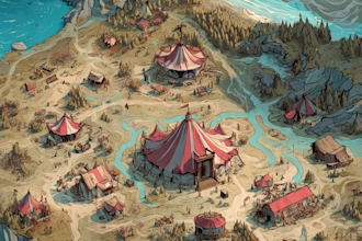fantasy map illustration vector event map design tourist map