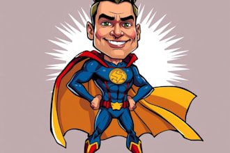 design premium superhero caricature character