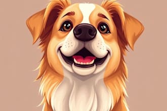 draw your dogs or any pets into cartoon portrait