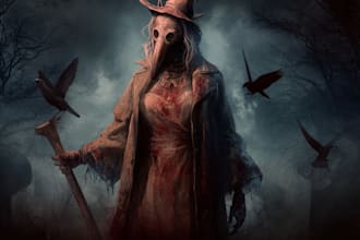 design terrifying horror character art with cinematic detail