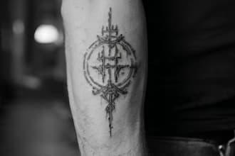 made a tattoo traditional , logo, clothing design