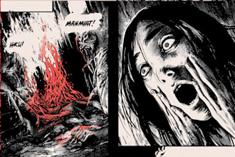 create horror, dark, gore comics or manga illustration