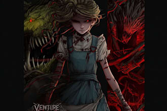 make a horror illustration, artwork, dark cover