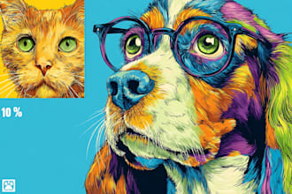 draw custom pet portrait in pop art style