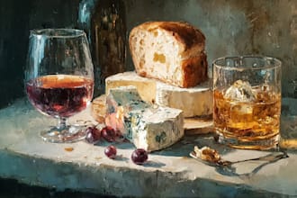 design an food, oil painting