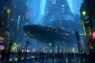 design an illustration of futuristic cyberpunk city