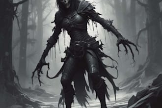 create dark art, metal, gothic illustration