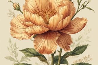 draw botanical illustration of flower illustration