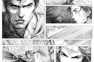 draw epic superhero comic pages cinematic comic scenes