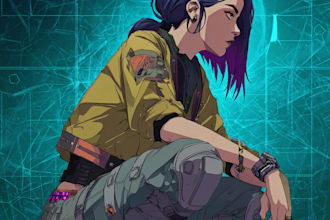 create cyberpunk anime style illustration for you