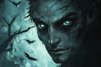 illustrate dark fantasy and horror characters with cinematic