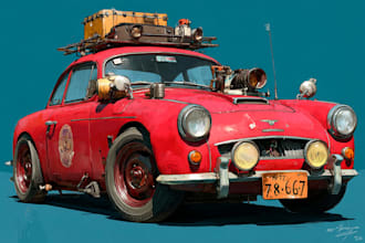 draw cartoon cars and automotive illustration art