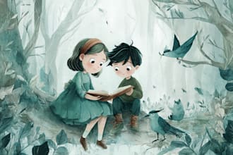 draw digital watercolor children book illustration