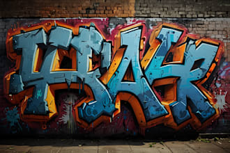 paint real graffiti art on the street wall