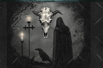 draw fantasy or dark creepy horror art illustration