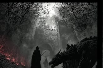 design captivating horror illustration in black and white