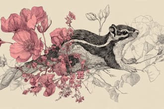 design an animal and botanical illustration