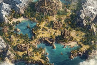 design fantasy map illustration isometric map