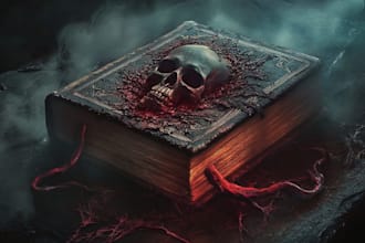 design a terrifying horror book cover illustration