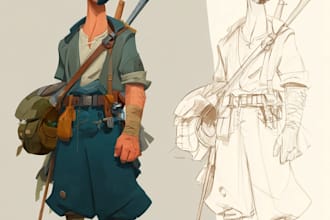 develop 2d character design and concept art