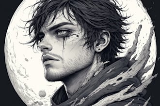 draw dark art illustration with engraving style