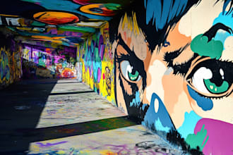 create graffiti designs, murals, graffiti and wall arts