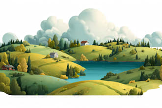 draw professional vector landscape illustration