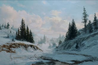 paint landscape in oil painting