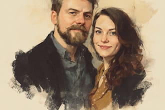 cute couple, family portrait illustration