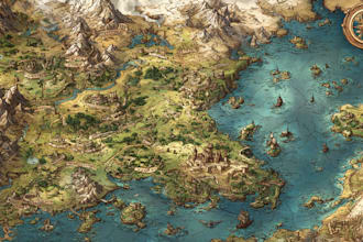 create a high quality detailed fantasy map for dnd and fiction